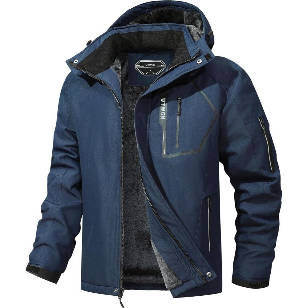 Men's Ski Jacket Winter Warm Snow Coat Waterproof Windbreaker Hooded Work Outerw